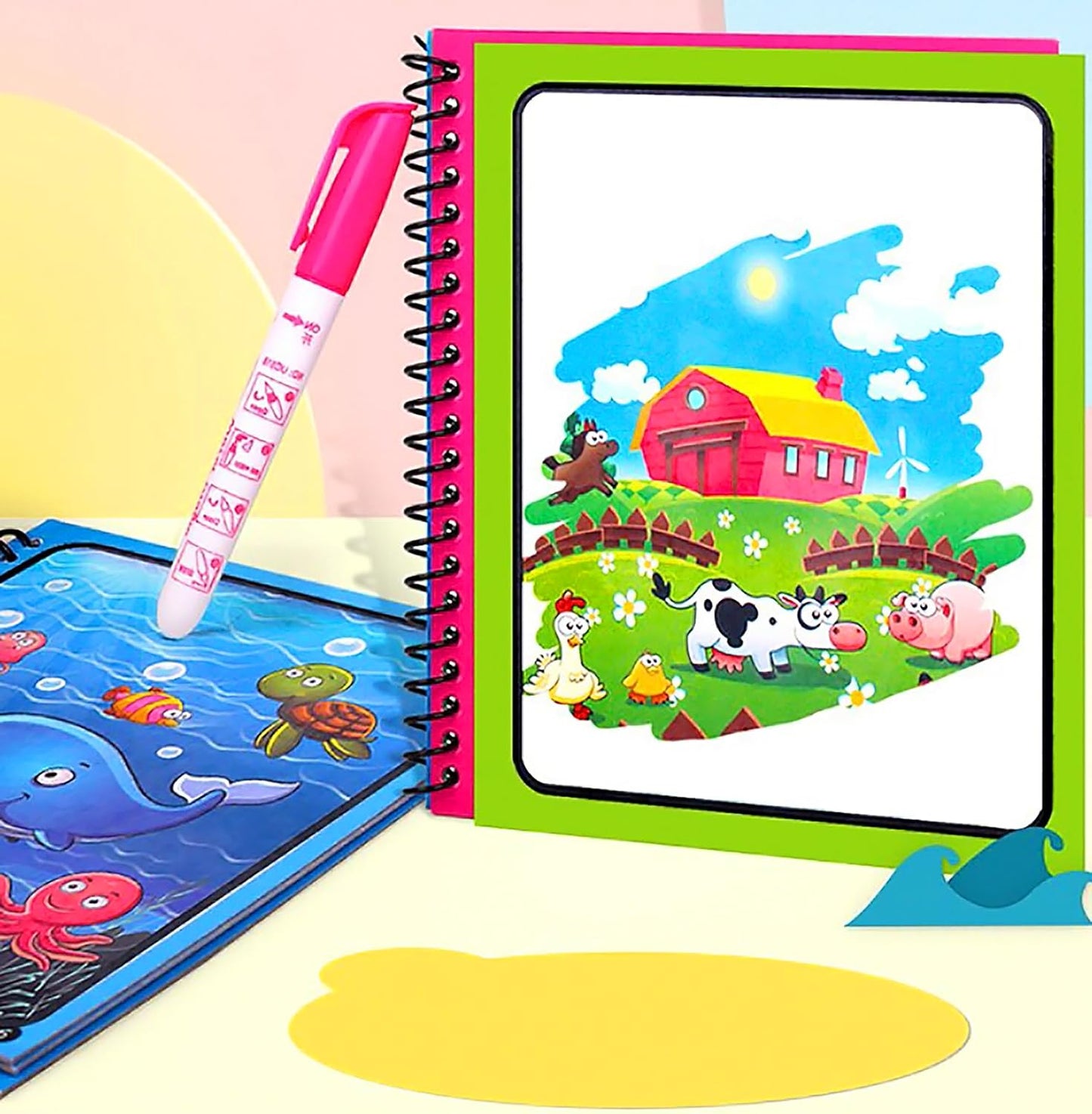 Magic Water Coloring Book – Reusable Aqua Painting Book with Water Pen