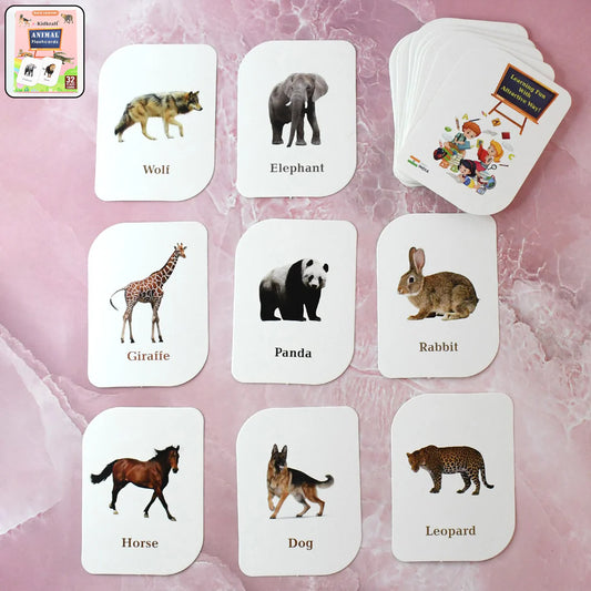 Animal Flash Cards for Kids – 32 Durable Laminated Educational Cards