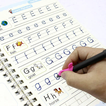 Magic Practice Copybook Set – 4 Reusable Writing Books with Magic Pen