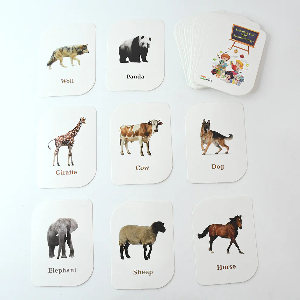 Animal Flash Cards for Kids – 32 Durable Laminated Educational Cards