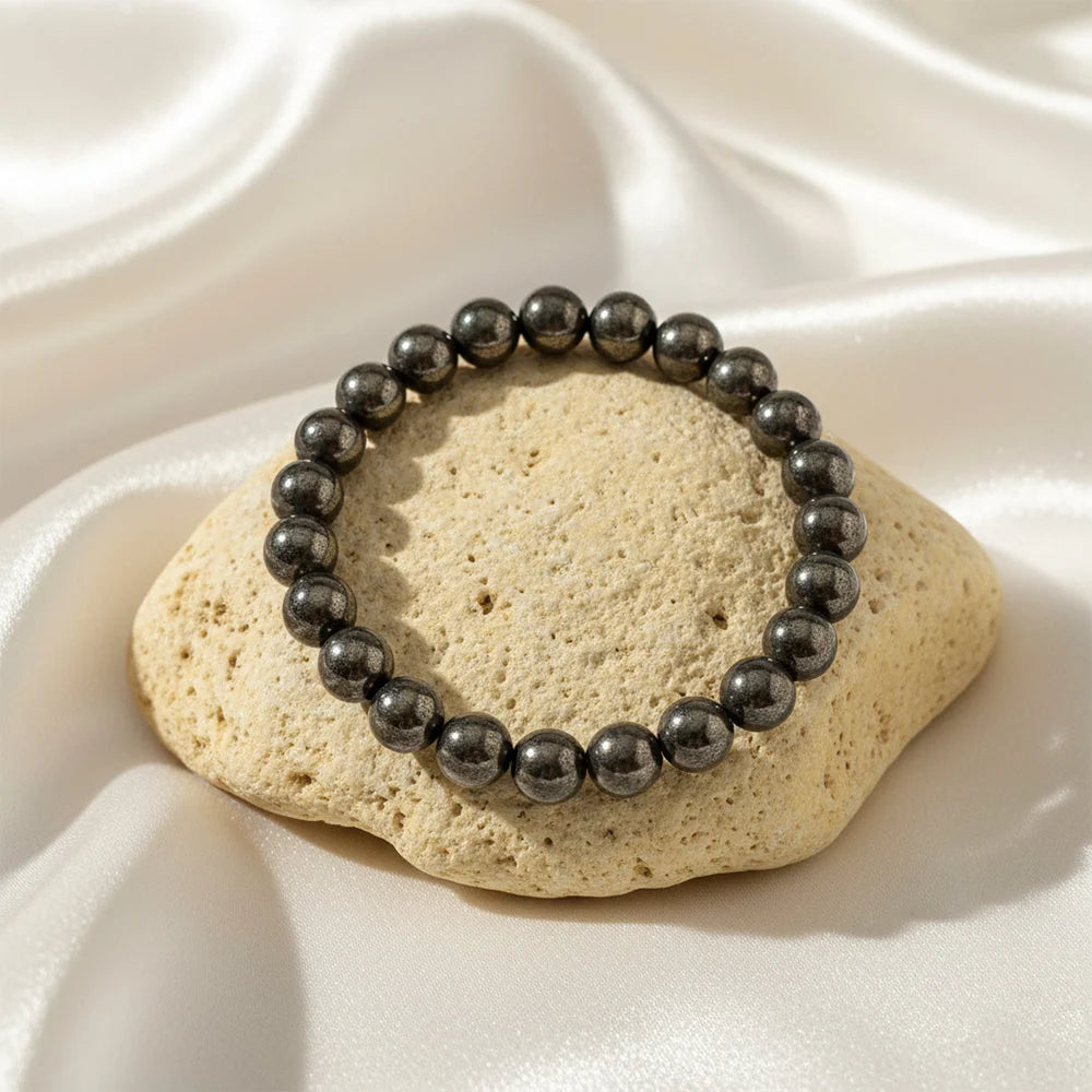 Pyrite natural stone bracelet detailing