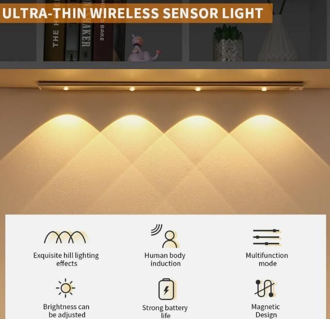 LED Motion Sensor Cabinet Light – USB Rechargeable, Wireless, Dimmable & Smart Stick-On Light - Femme Bazaar