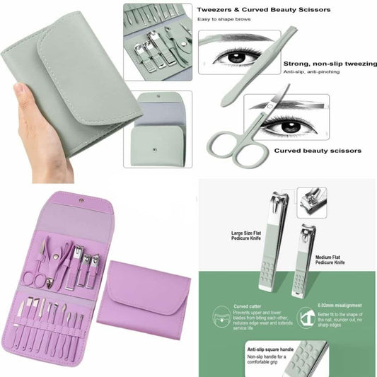 12-in-1 Manicure & Pedicure Kit for Women – Nail Care Set with Travel Case - Femme Bazaar