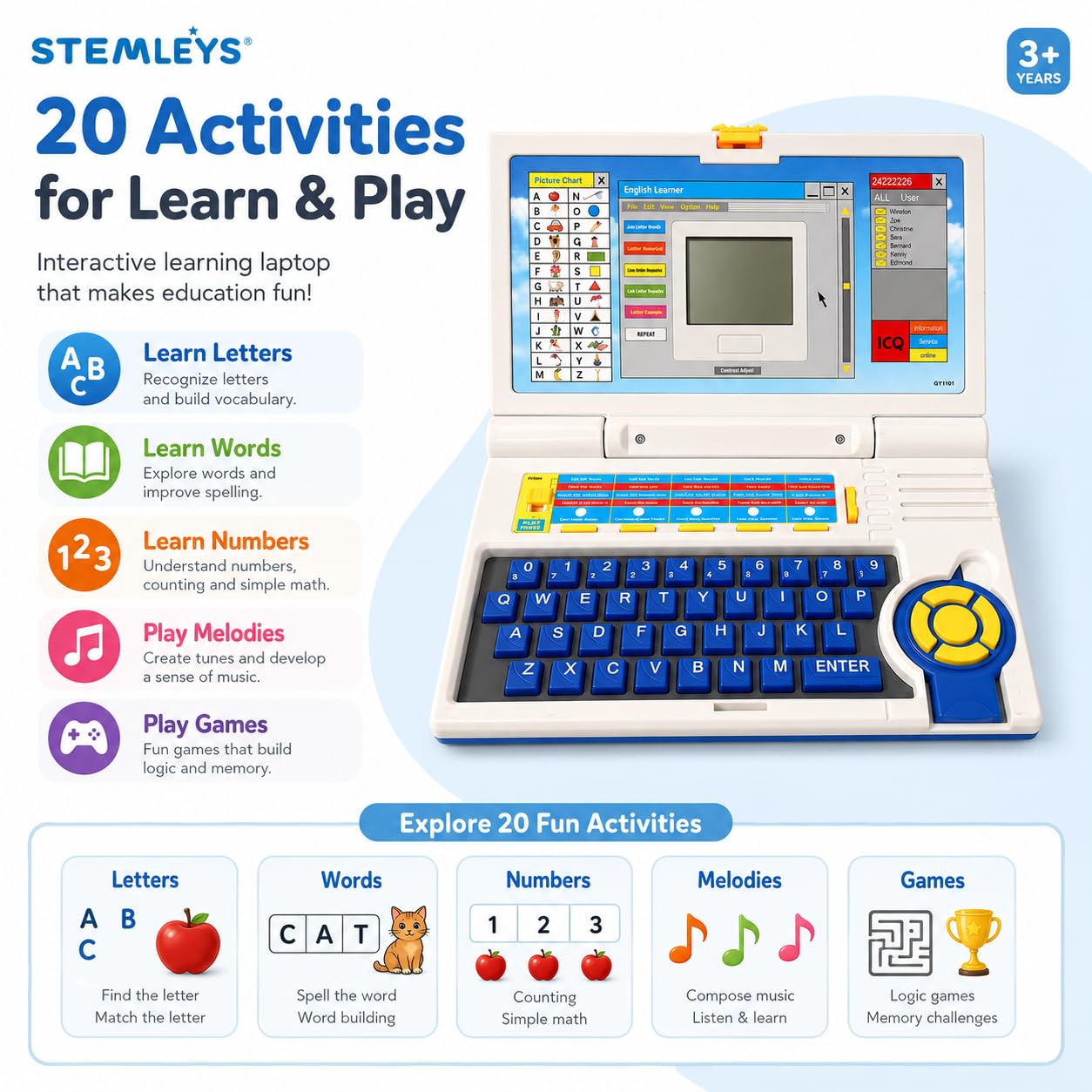 English Learning Laptop Toy – Interactive Educational Activities