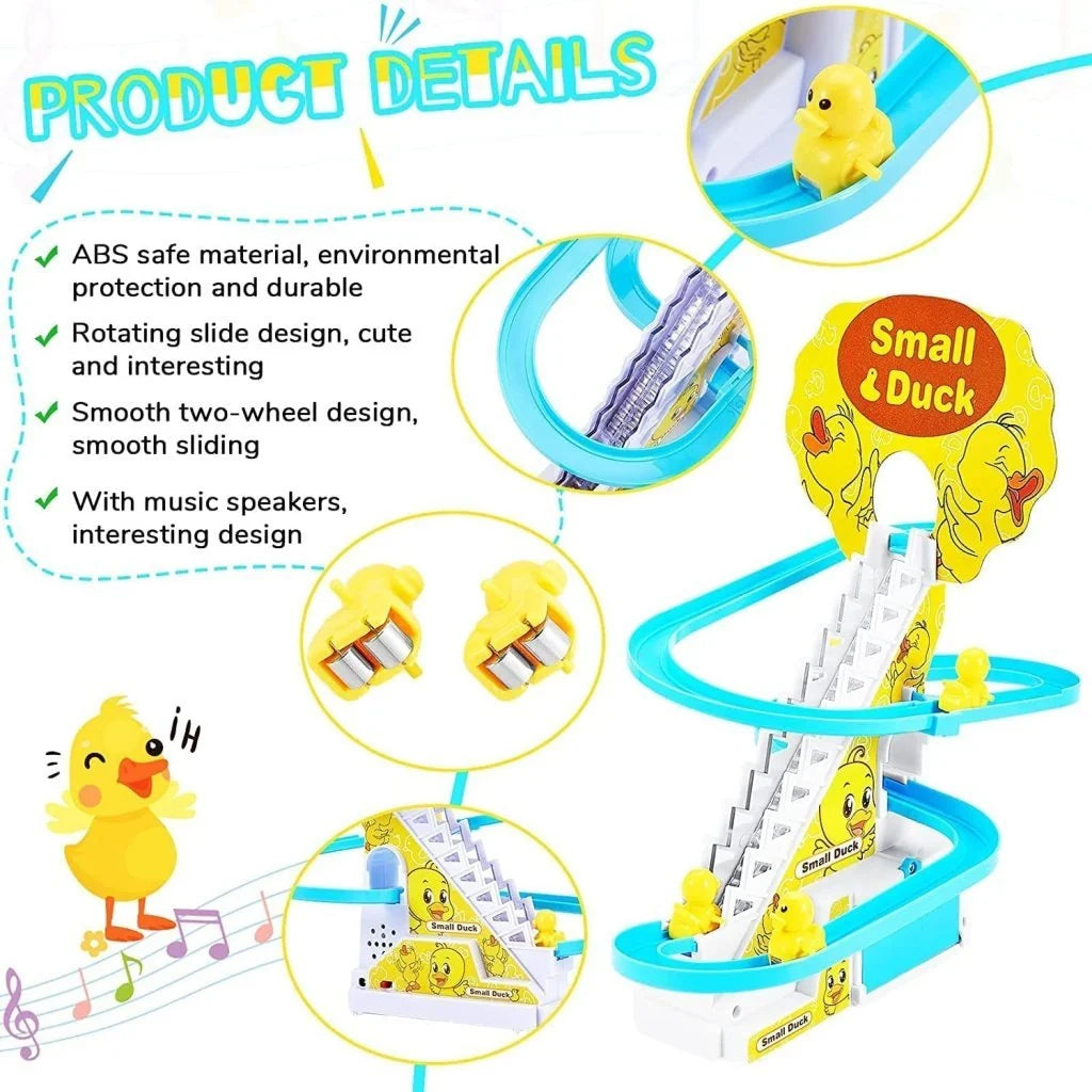 Duck Climbing Stairs Toy – Interactive Music & Light Playset