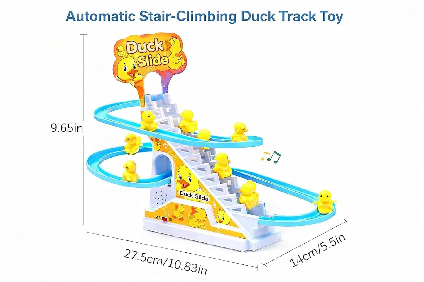 Duck Climbing Stairs Toy – Interactive Music & Light Playset