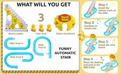 Duck Climbing Stairs Toy – Interactive Music & Light Playset