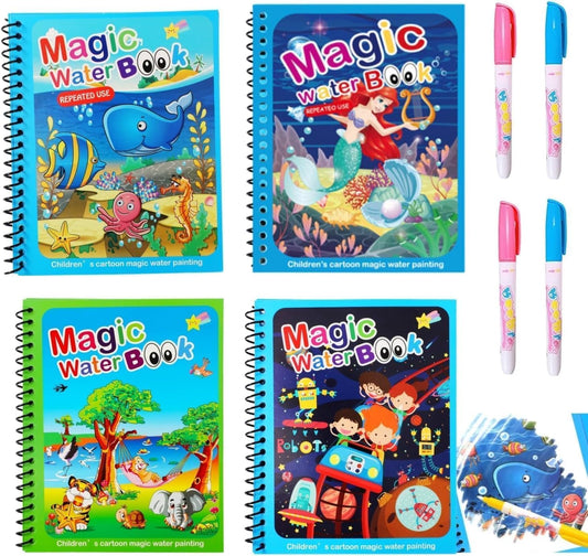 Magic Water Coloring Book – Reusable Aqua Painting Book with Water Pen
