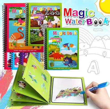 Magic Water Coloring Book – Reusable Aqua Painting Book with Water Pen