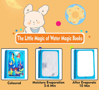 Magic Water Coloring Book – Reusable Aqua Painting Book with Water Pen