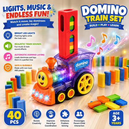 Domino Laying Train Toy with Lights & Music